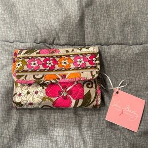 Vera Bradley Floral Wallet - Pink, Orange, and Green Euro Wallet Tea Garden